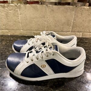 Classic White and Blue Bowling Shoes